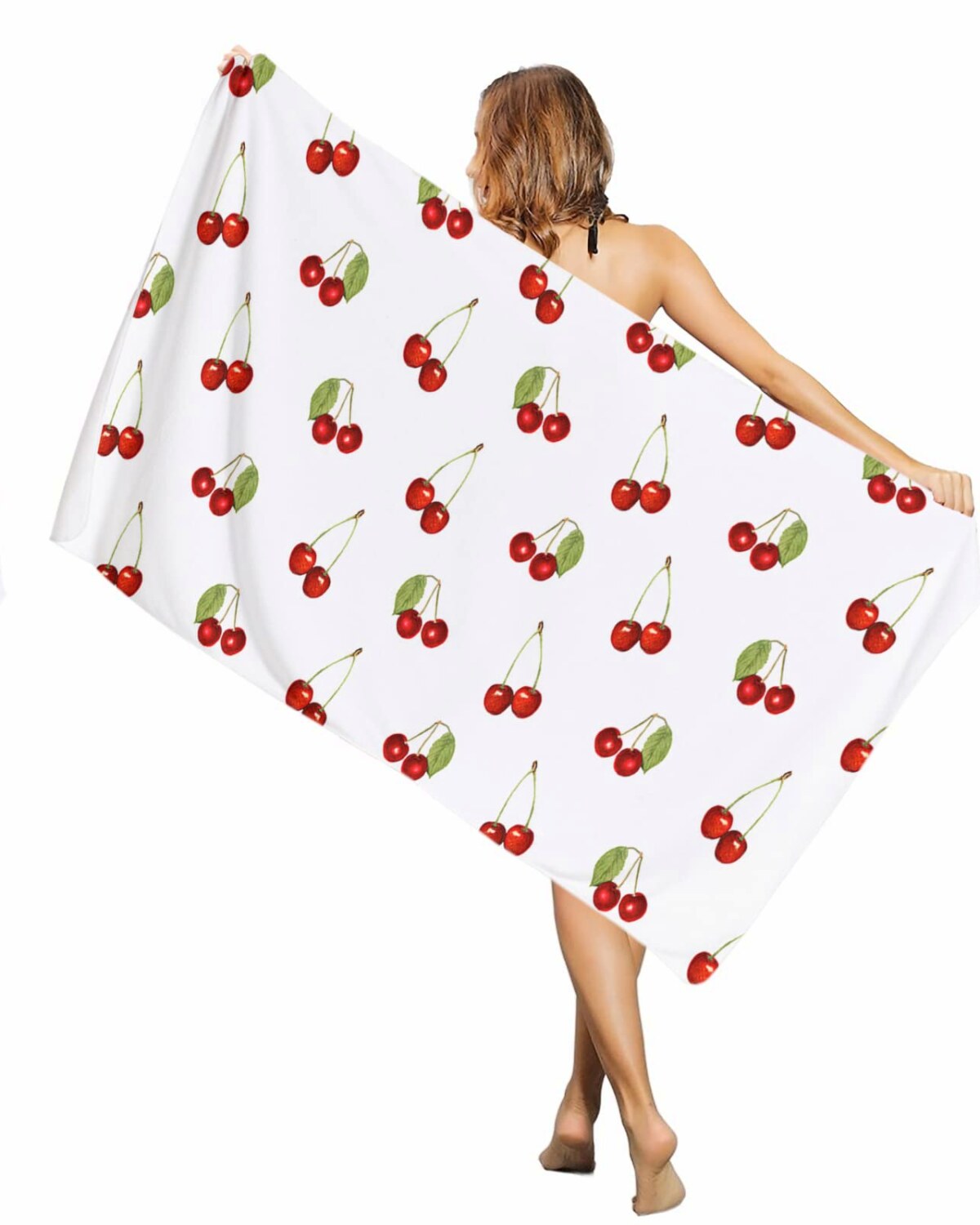 Oversized Microfiber Beach Towel 35x71 Red Cherry