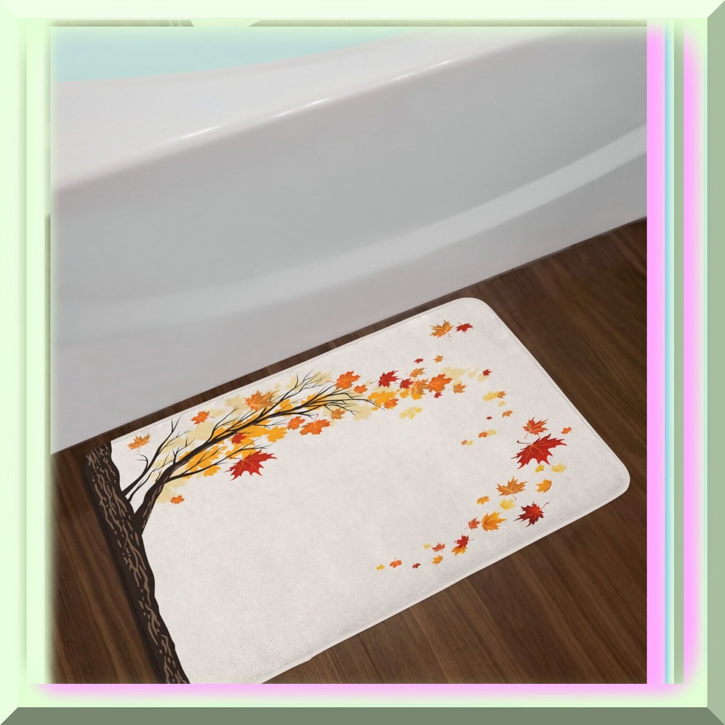 Fall Leaf Motion Bath Mat 30.2" x 20" Brown Orange