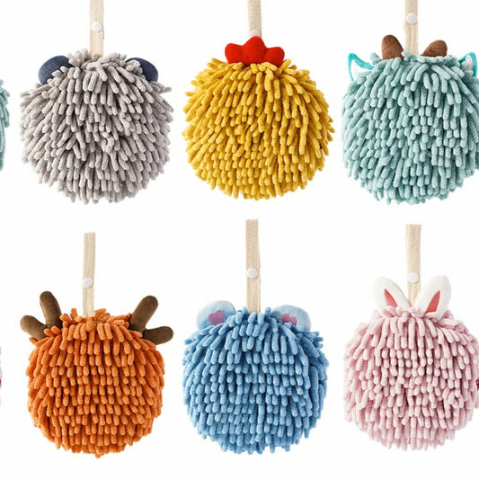 Fuzzy Ball Towel 6 Pack Kids Chenille Hand Towels