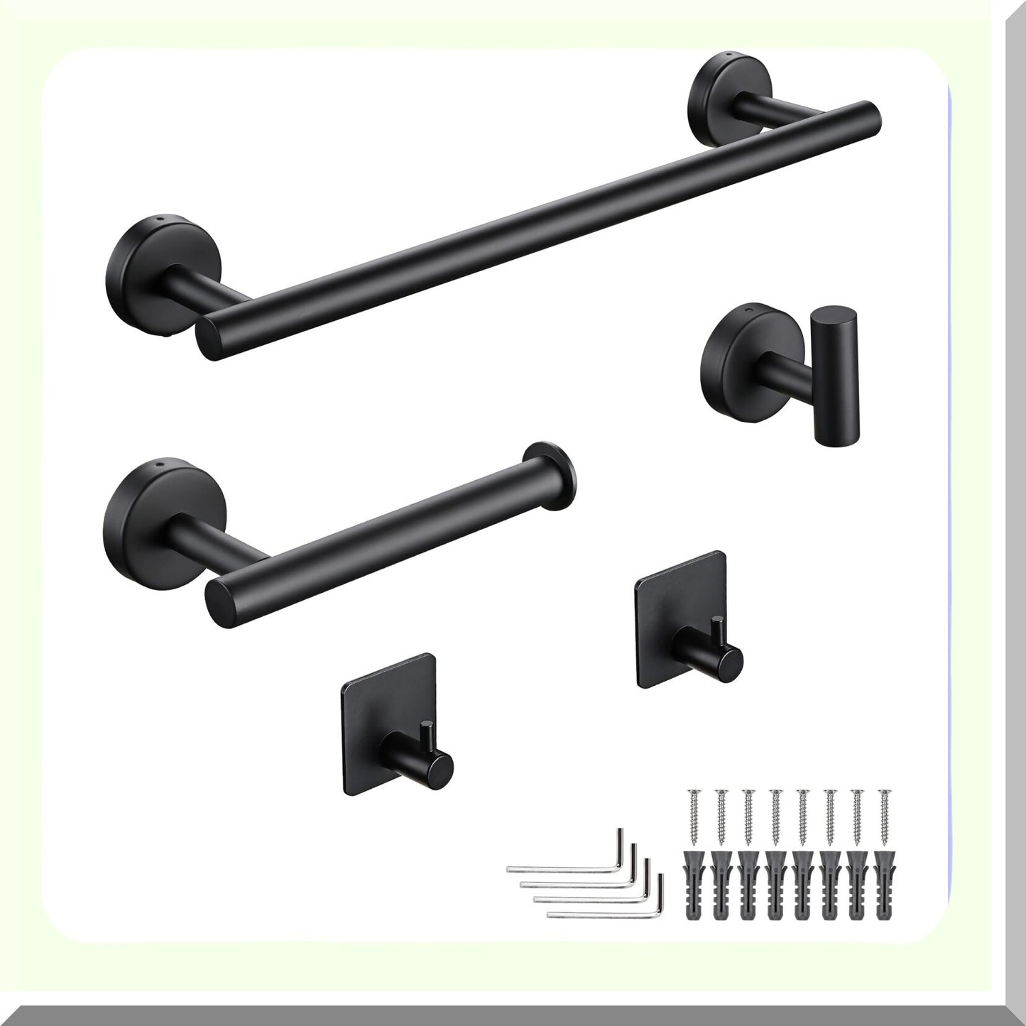 5Pcs Matte Black Bathroom Hardware Set