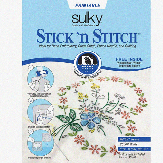 Stick N Stitch Wash Away Stabilizer Sheets 8.5 x 11 12 Sheets