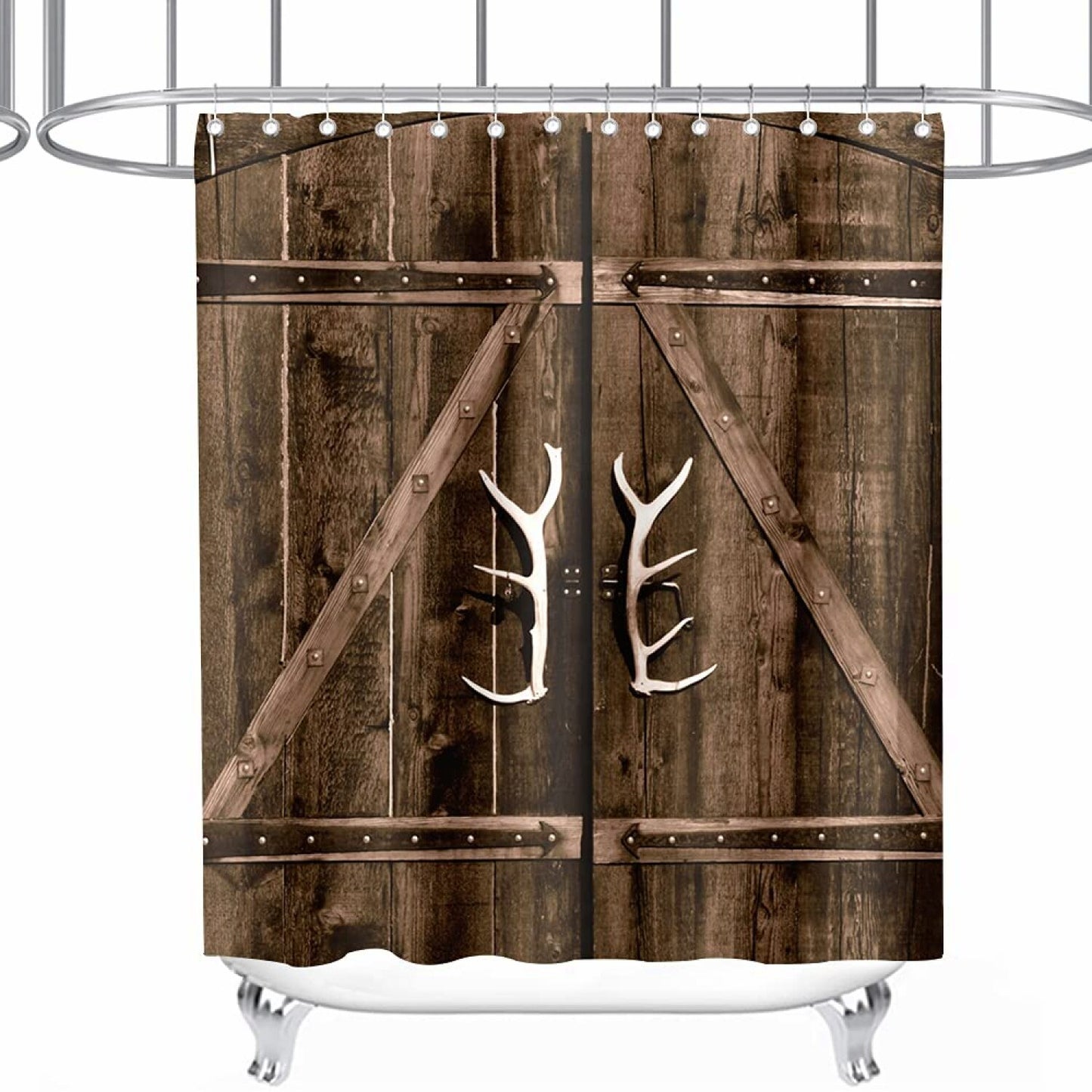 Antler Shower Curtain 72x72 Inches Brown White