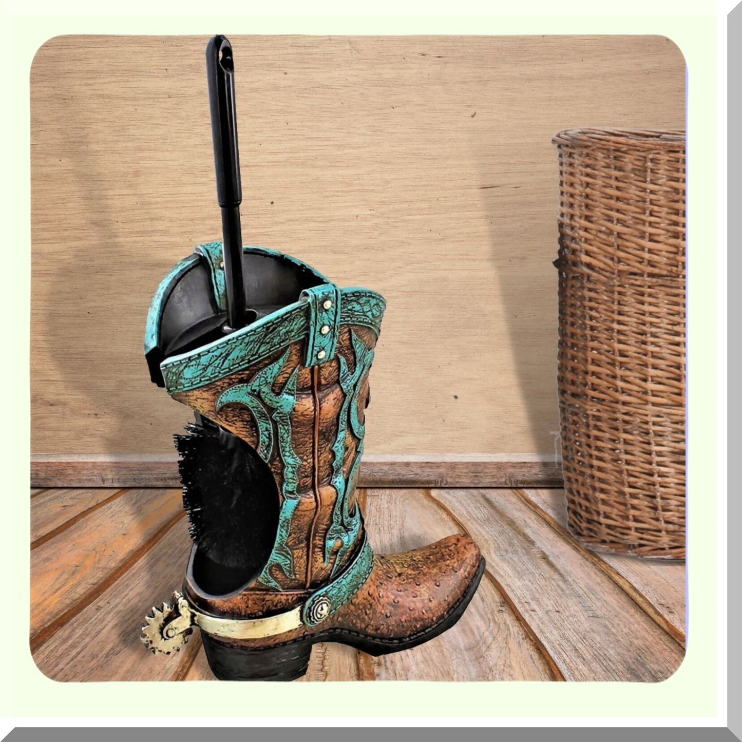 Western Boot Tet Brush Holder Rustic Bathroom Decor
