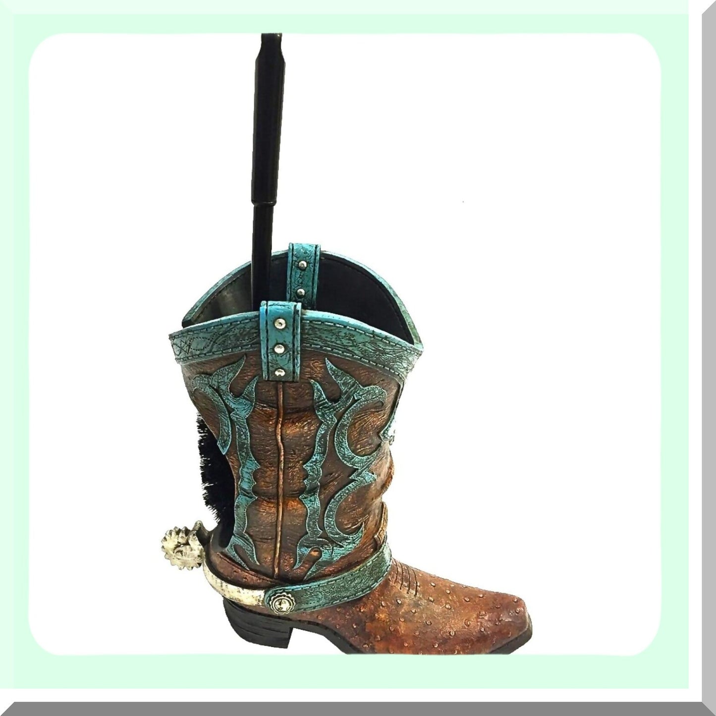 Western Boot Tet Brush Holder Rustic Bathroom Decor