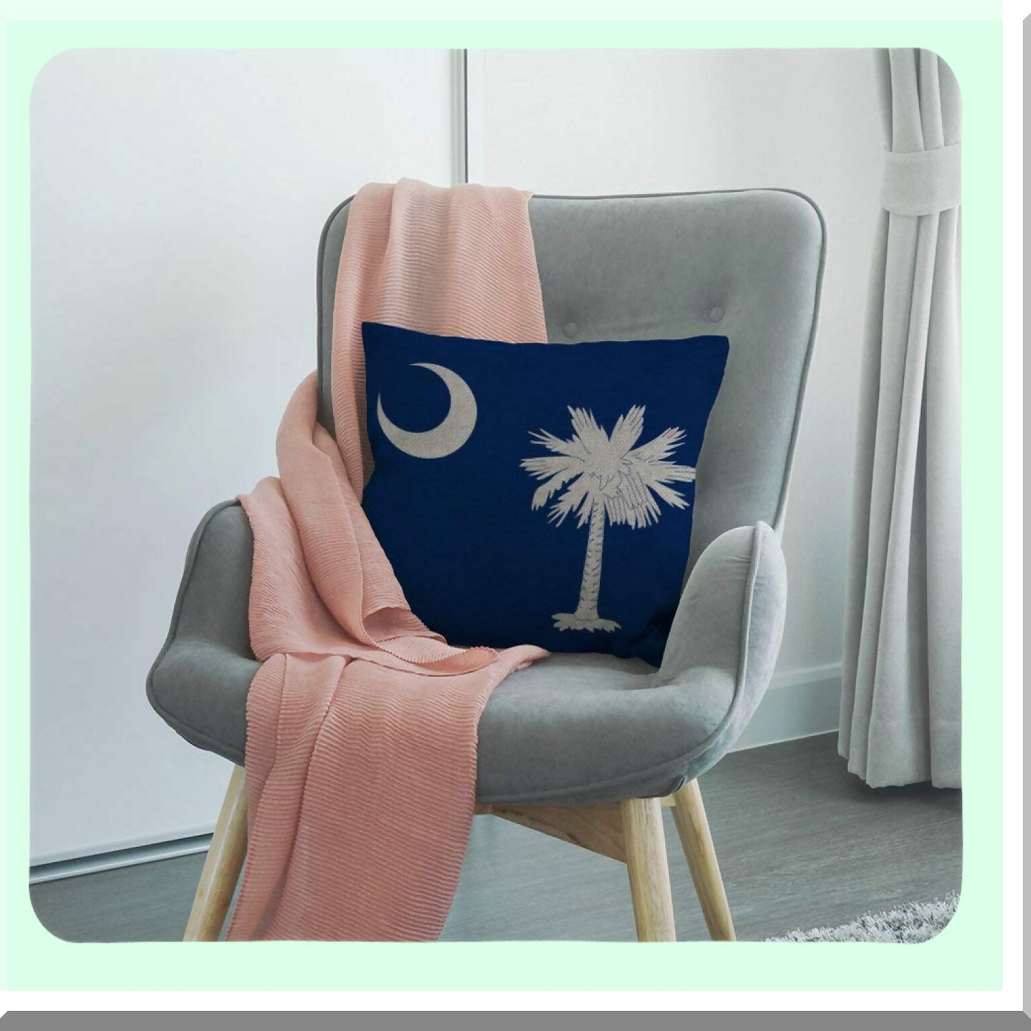 South Carolina Farmhouse Charm Pillow Covers - Sofa Couch Decor 18x18 - Home Decoration with Flag Theme - Rustic Accent for Living Room