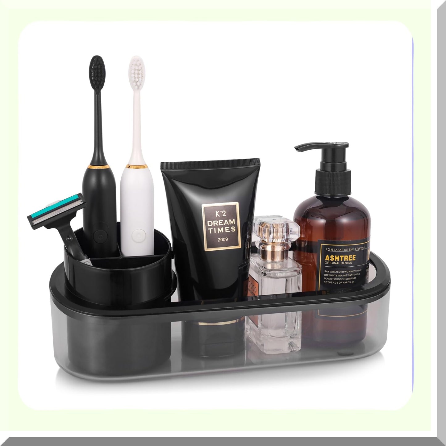 Black Bathroom Toothbrush Holder with Detachable Tray