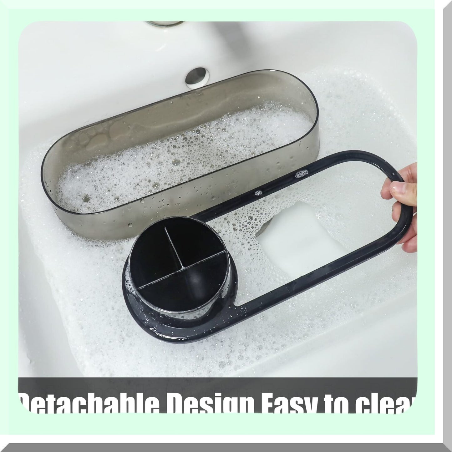 Black Bathroom Toothbrush Holder with Detachable Tray