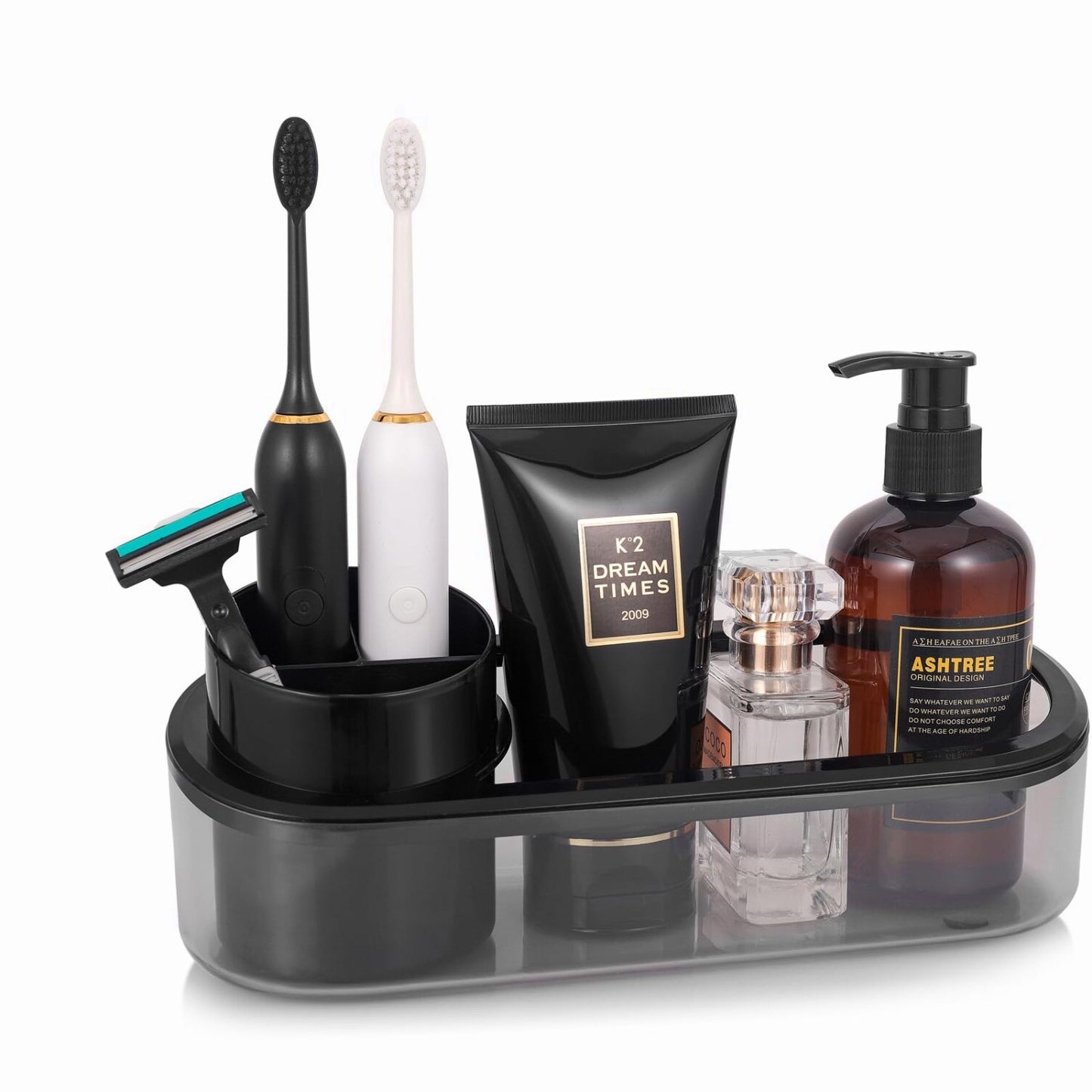 Black Bathroom Toothbrush Holder with Detachable Tray