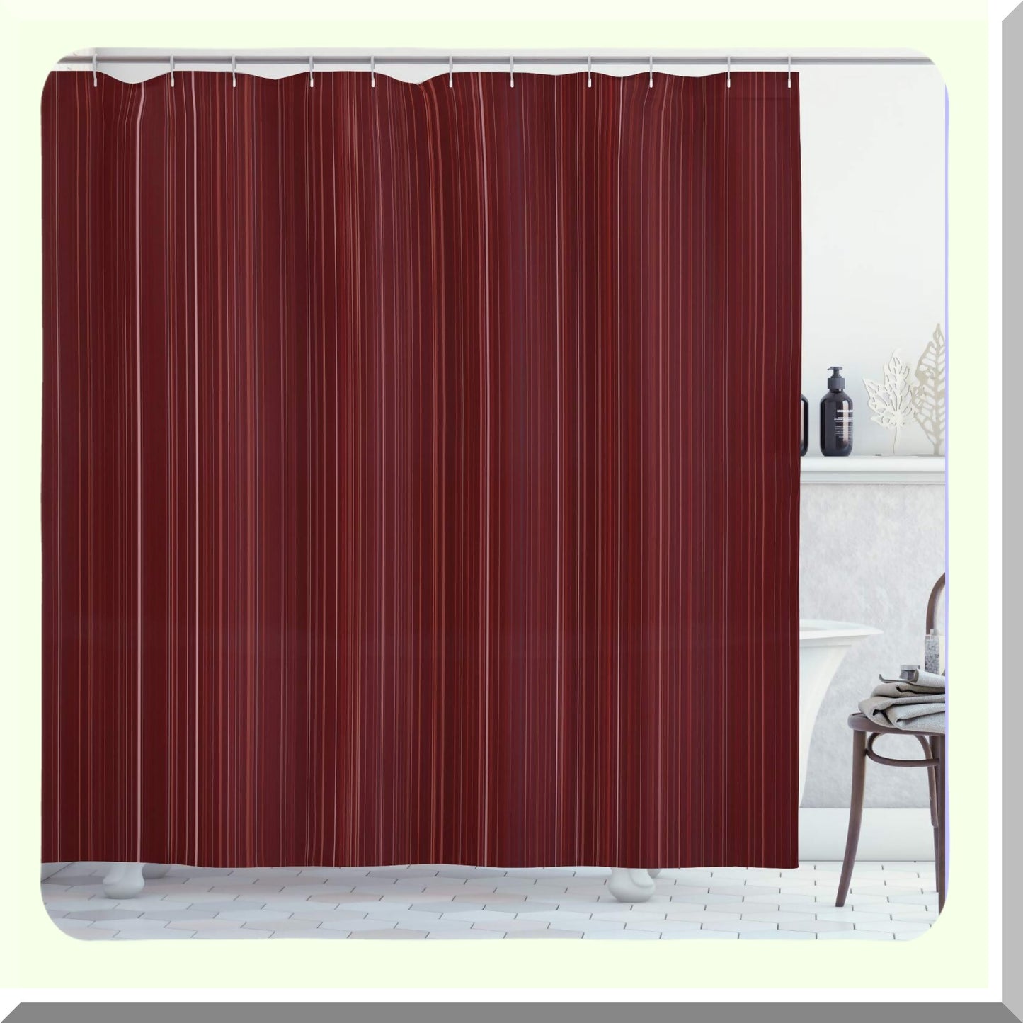 Maroon Shower Curtain 69x70 inches with Striped Pattern