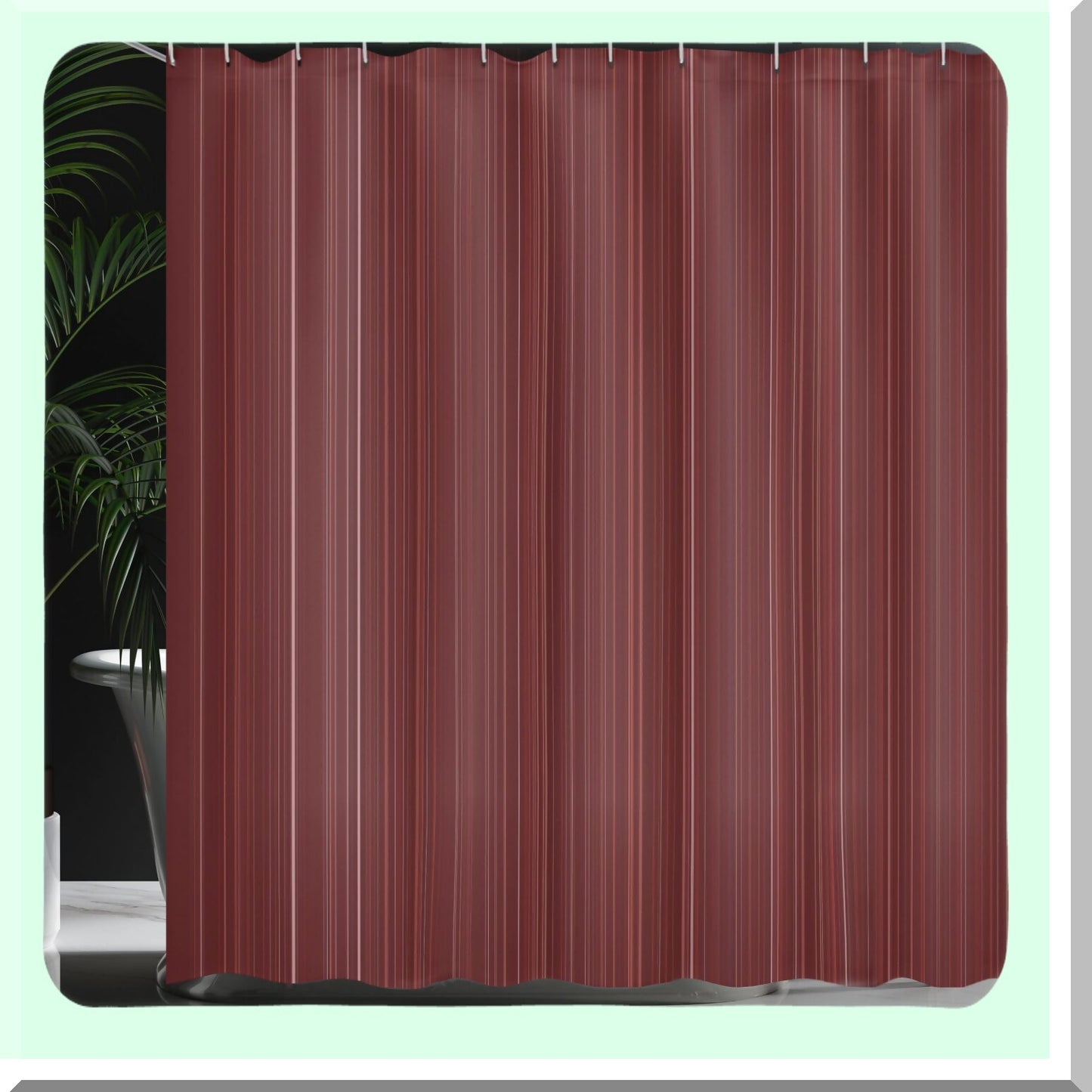 Maroon Shower Curtain 69x70 inches with Striped Pattern