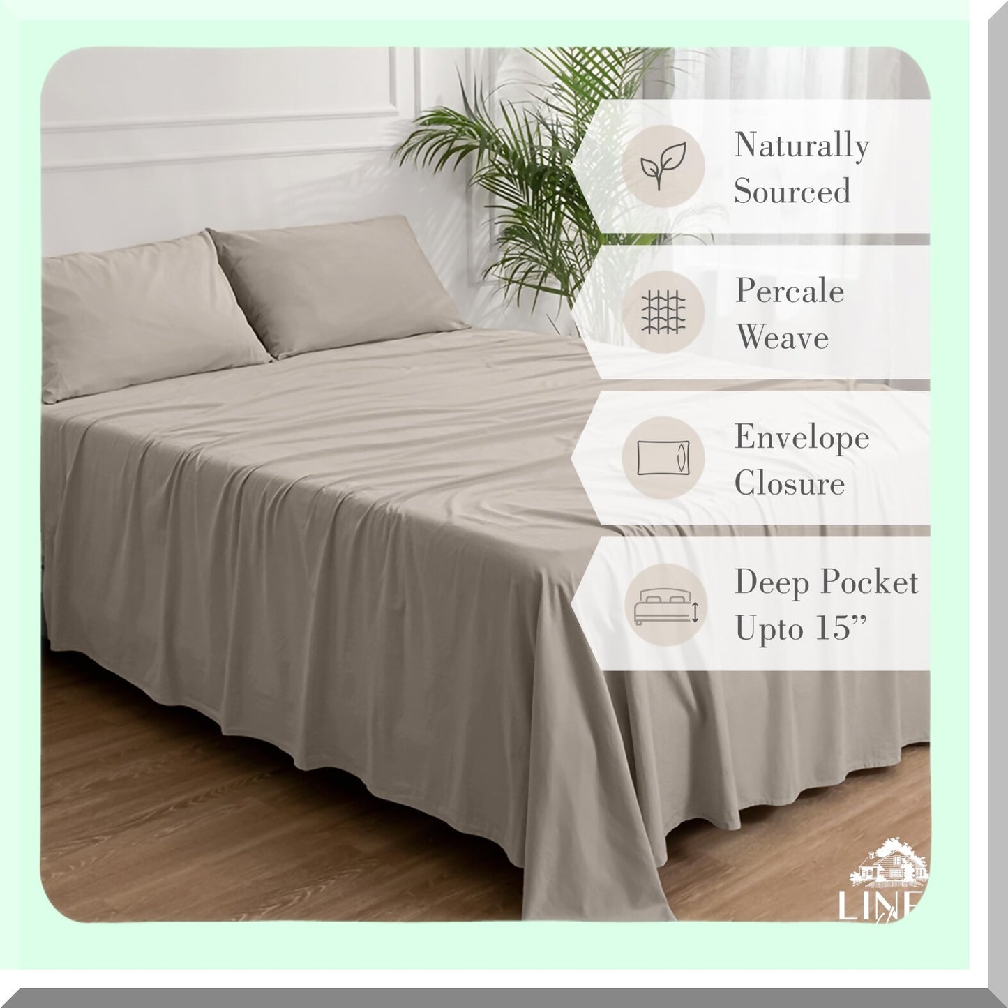 SilverCool Cotton Bedding Set - Deep Pocket Percale Sheets with Envelope Closure Pillowcases for a Comfortable and Refreshing Sleep Experience