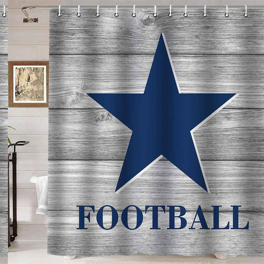 N Football Shower Curtain Navy Blue Texas Star 72x72 Inch