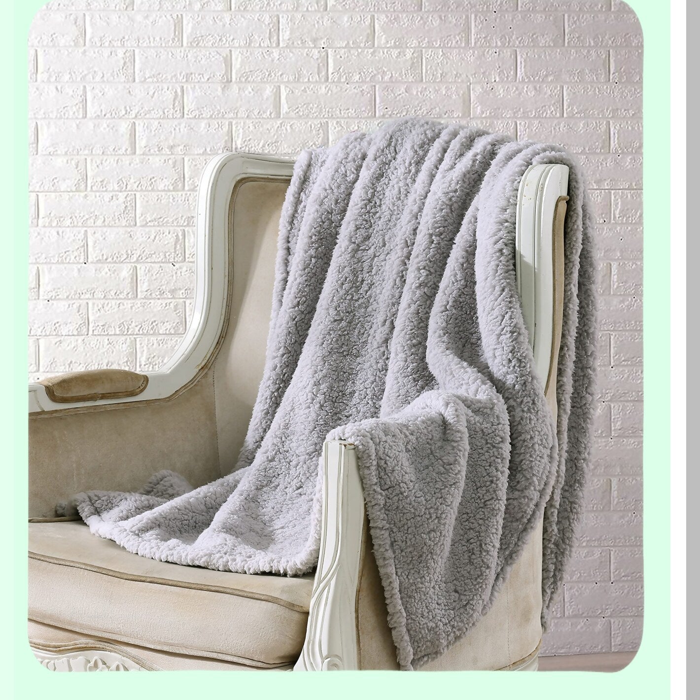 UltraCozy Sherpa Throw Blanket - Soft, Warm, and Stylish Home Decor for Bed or Couch in Solid Grey