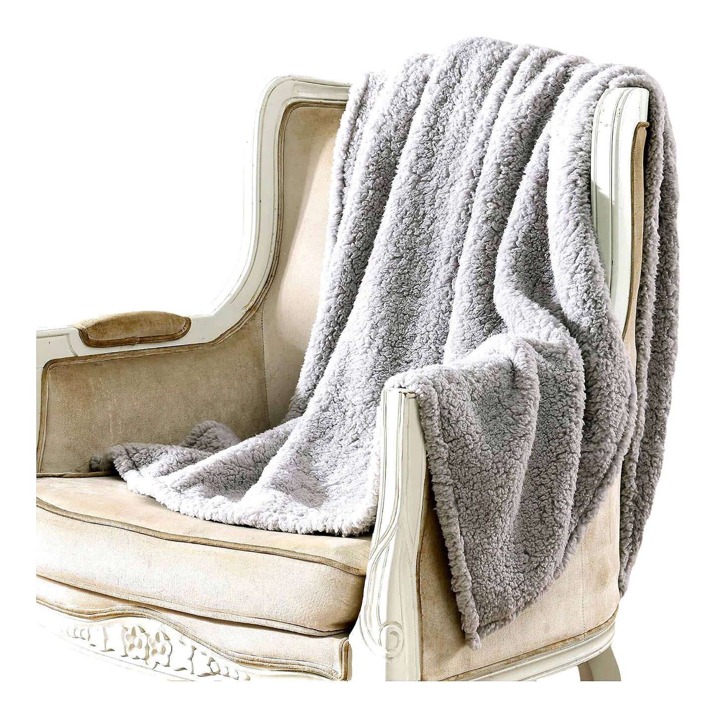 UltraCozy Sherpa Throw Blanket - Soft, Warm, and Stylish Home Decor for Bed or Couch in Solid Grey