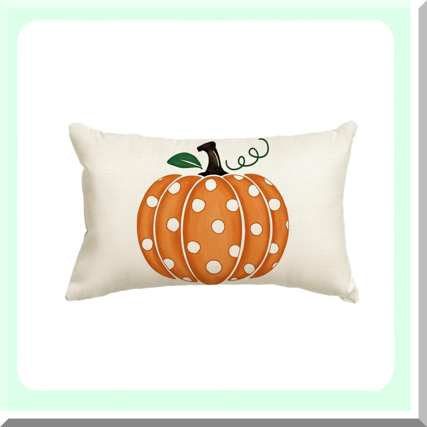 Autumn Harvest Polka Dots Throw Pillow Cover - Fall Seasonal Decor for Home Sofa Couch - Thanksgiving Pumpkin Design - 12x20 Inch