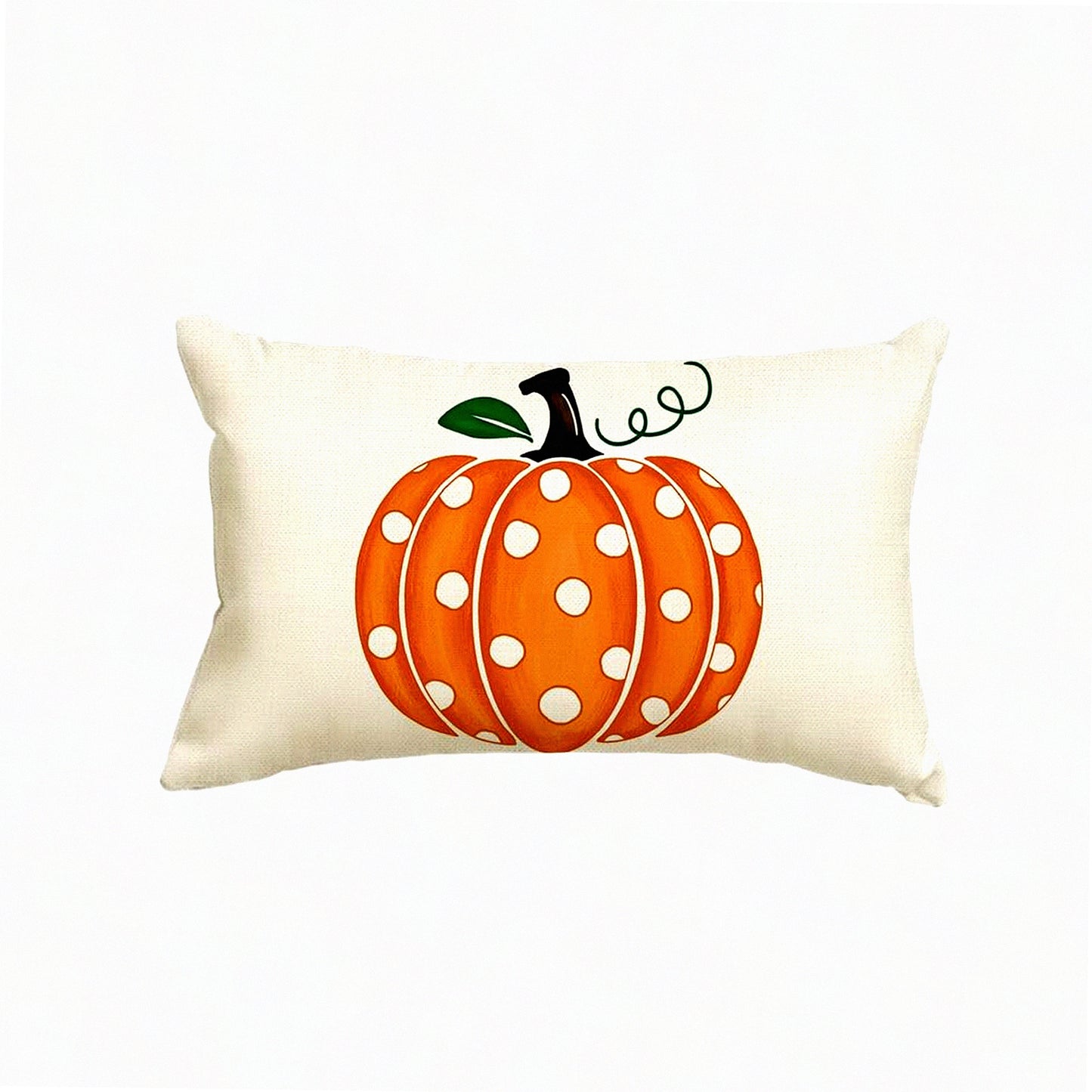 Autumn Harvest Polka Dots Throw Pillow Cover - Fall Seasonal Decor for Home Sofa Couch - Thanksgiving Pumpkin Design - 12x20 Inch