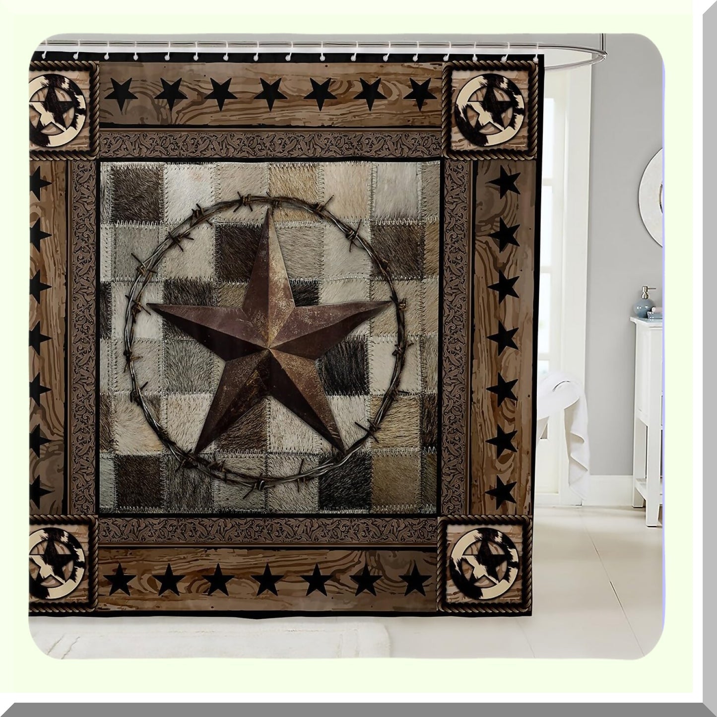 Western Texas Star Kids Shower Curtain 72x72 Waterproof