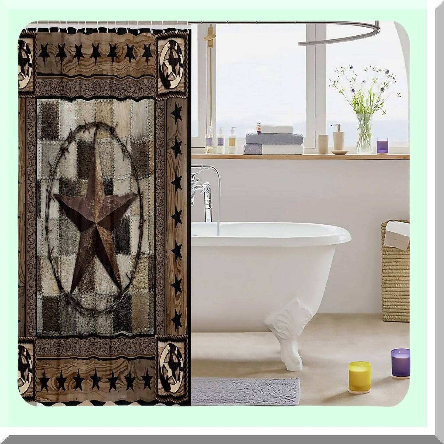 Western Texas Star Kids Shower Curtain 72x72 Waterproof