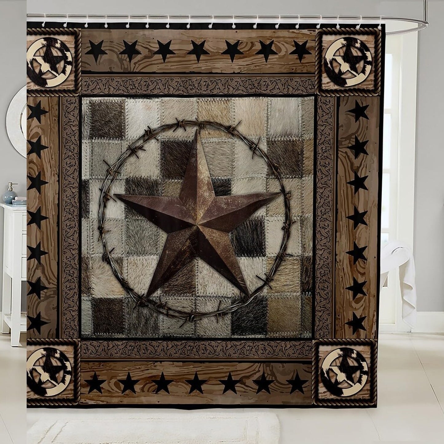 Western Texas Star Kids Shower Curtain 72x72 Waterproof