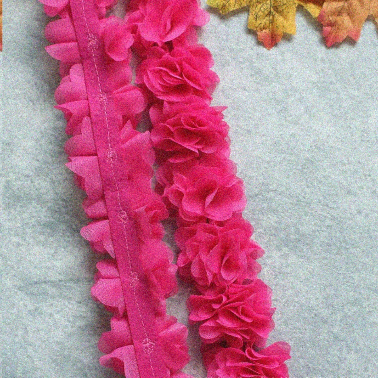 2" Hot Pink Chiffon Flower Lace Ribbon Trim 4.5 Yards