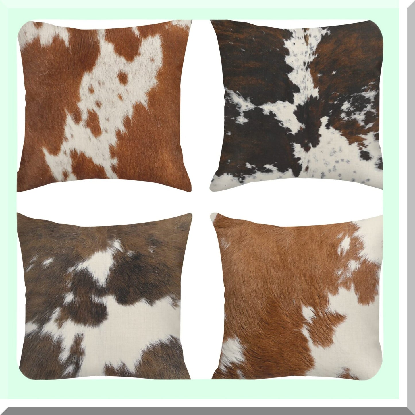 Animal Print Pillow Cover Set - Decorative Sofa Cushion Cases, 16x16 Inches, Cow Brown Design for Home Decor and Outdoor Use - Pack of 4