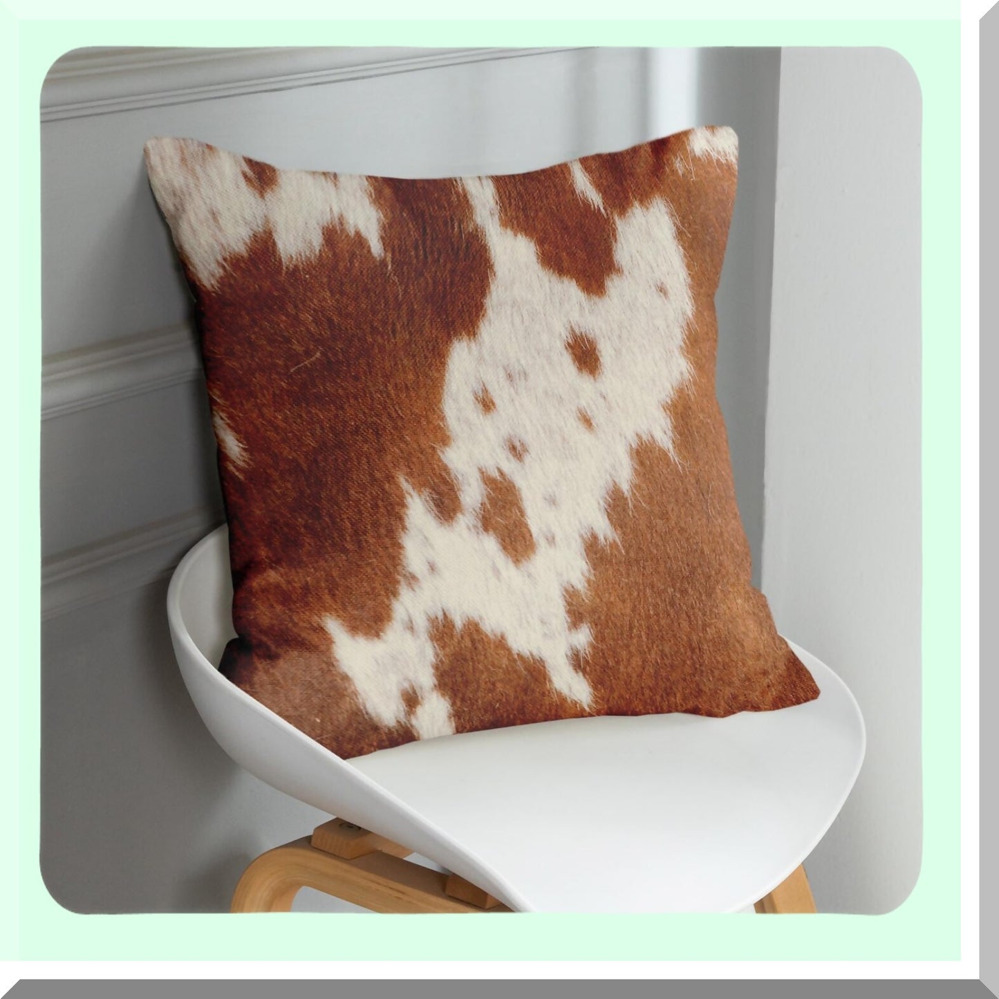 Animal Print Pillow Cover Set - Decorative Sofa Cushion Cases, 16x16 Inches, Cow Brown Design for Home Decor and Outdoor Use - Pack of 4