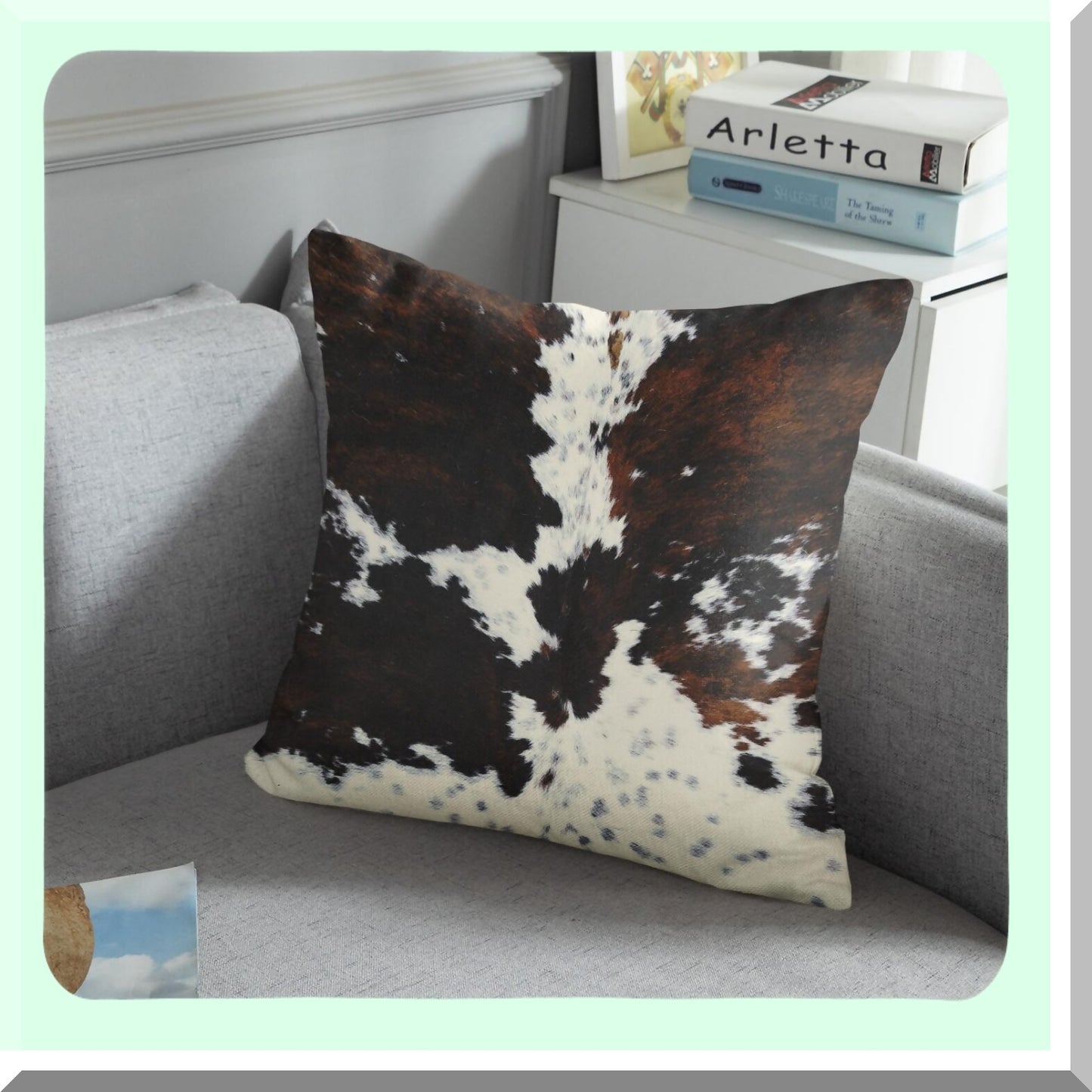 Animal Print Pillow Cover Set - Decorative Sofa Cushion Cases, 16x16 Inches, Cow Brown Design for Home Decor and Outdoor Use - Pack of 4