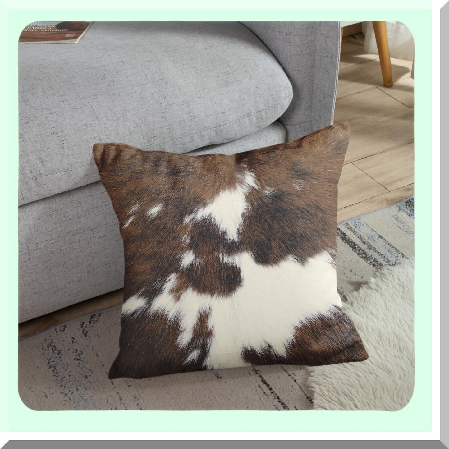 Animal Print Pillow Cover Set - Decorative Sofa Cushion Cases, 16x16 Inches, Cow Brown Design for Home Decor and Outdoor Use - Pack of 4