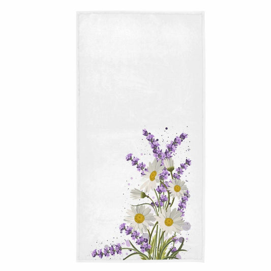 Lavender Daisy Hand Towels 16x30 Inches White