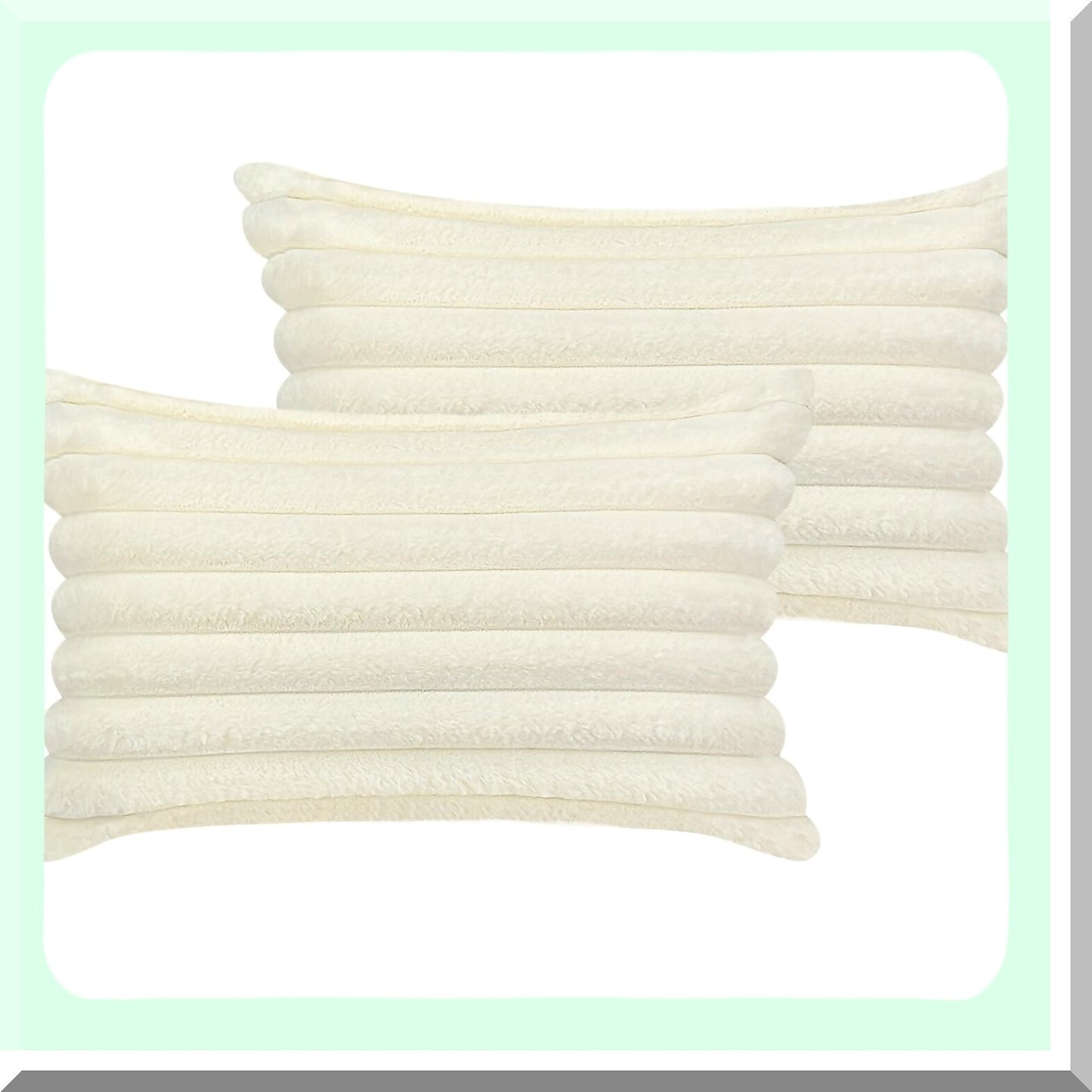 Fluffy Velvet Neutral Decor Pillow Covers - Set of 2, Soft Bed & Couch Decorative Throw Pillow Covers for Living Room Sofa, Cream White Accent