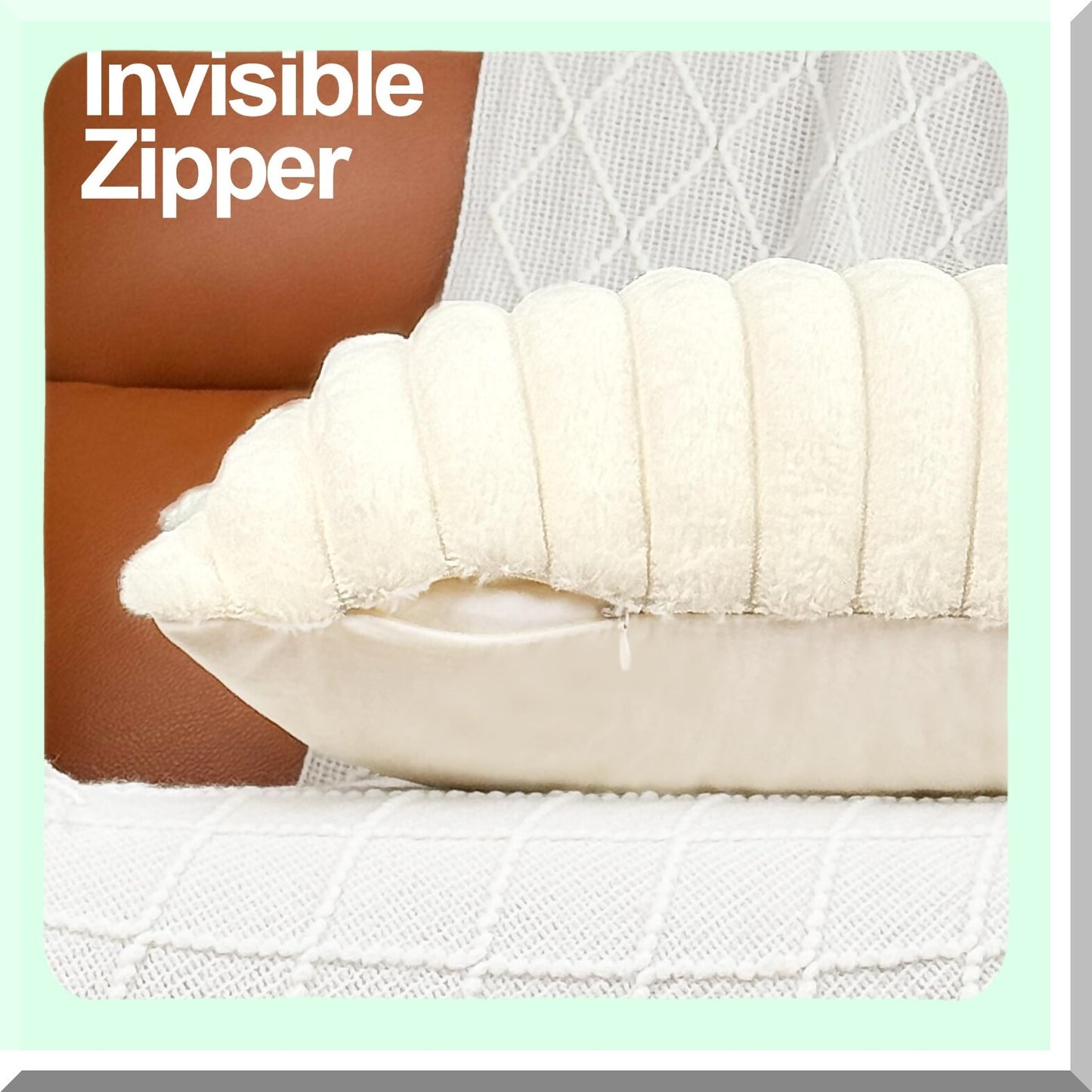 Fluffy Velvet Neutral Decor Pillow Covers - Set of 2, Soft Bed & Couch Decorative Throw Pillow Covers for Living Room Sofa, Cream White Accent