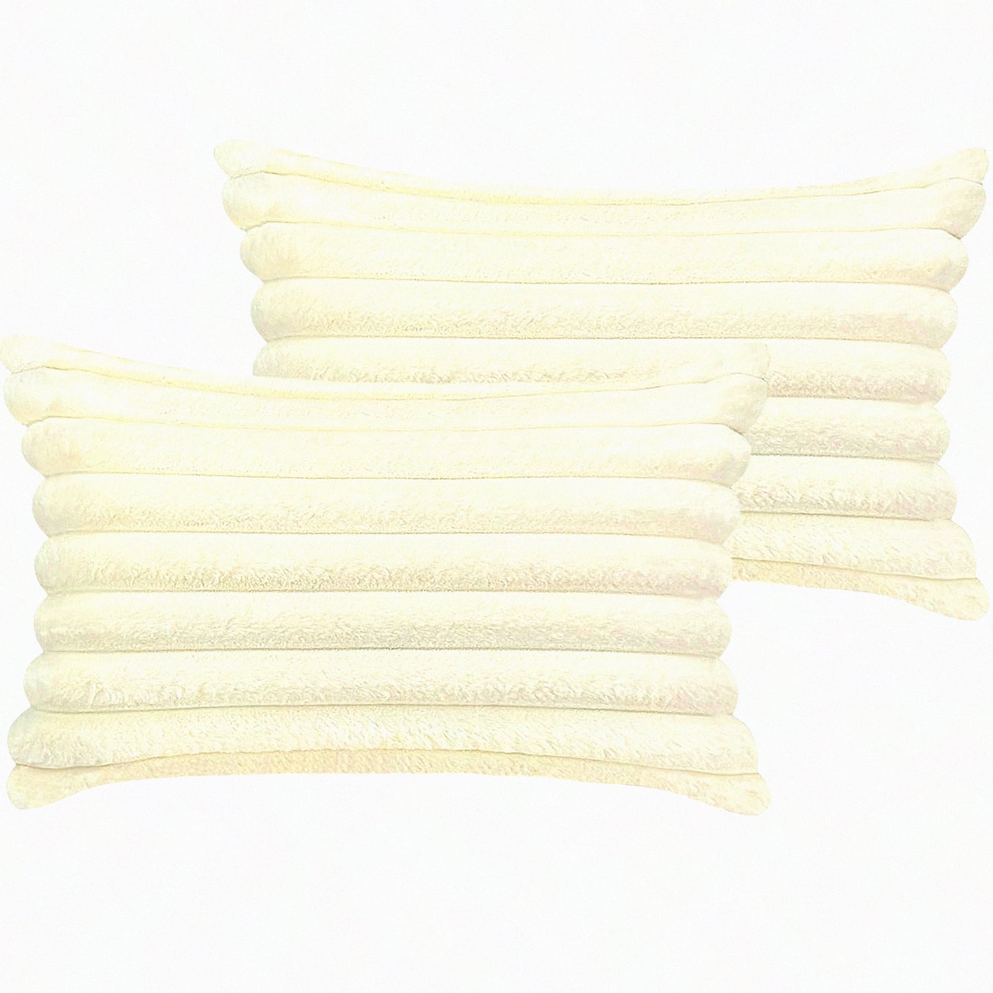 Fluffy Velvet Neutral Decor Pillow Covers - Set of 2, Soft Bed & Couch Decorative Throw Pillow Covers for Living Room Sofa, Cream White Accent