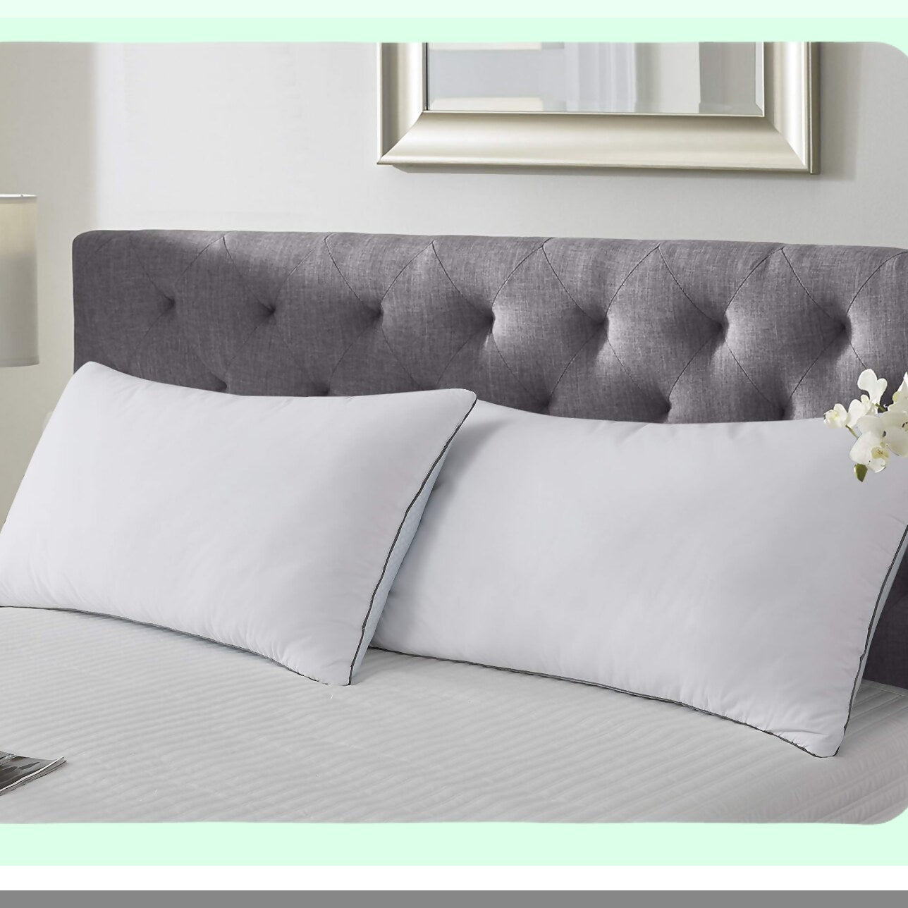 Luxury Comfort 233 Thread Count White Goose Down Pillows - Summer Winter 2 Pack - Hotel Quality Soft Hypoallergenic Bed Pillows - Queen Size