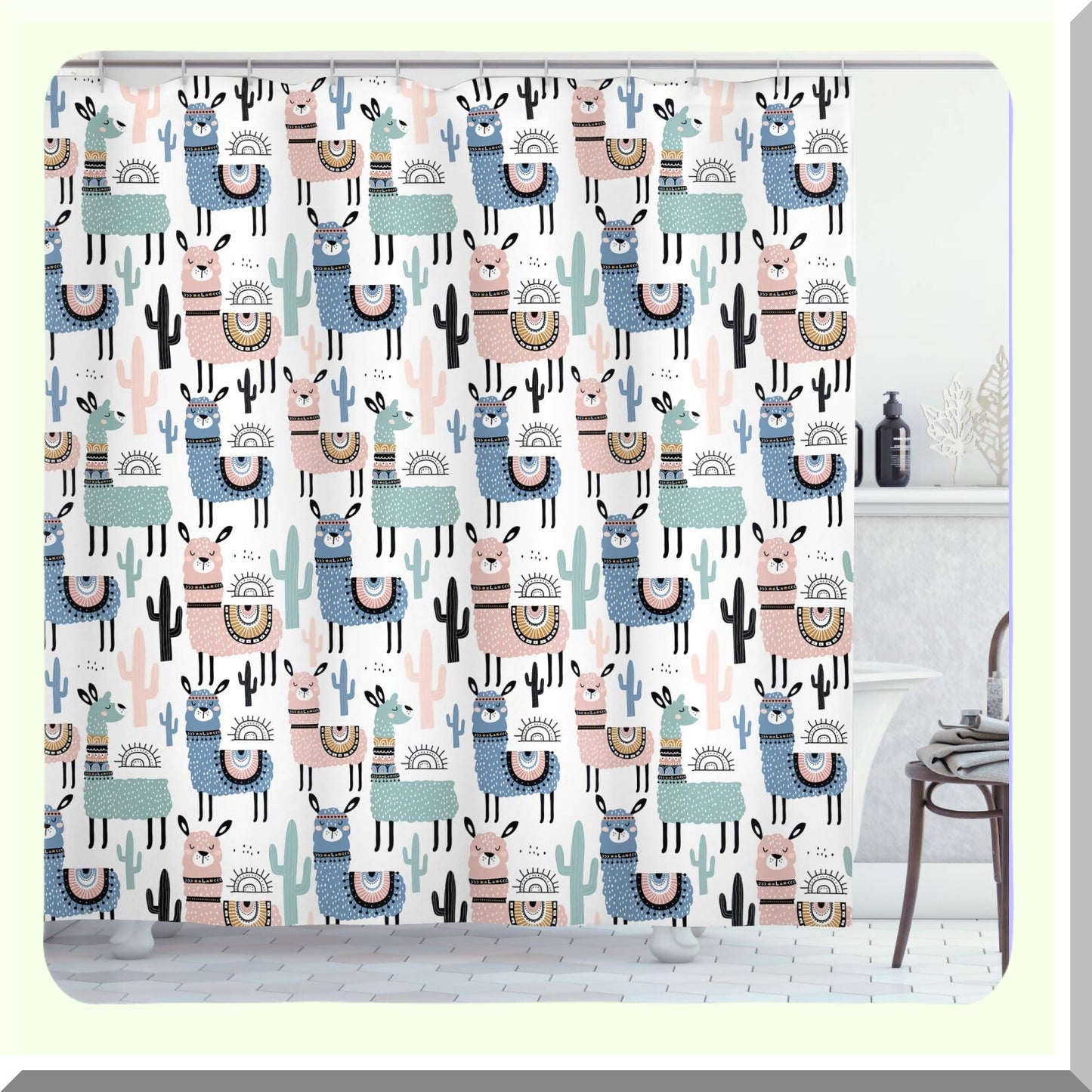 Llama Cartoon Shower Curtain 69x70 inches