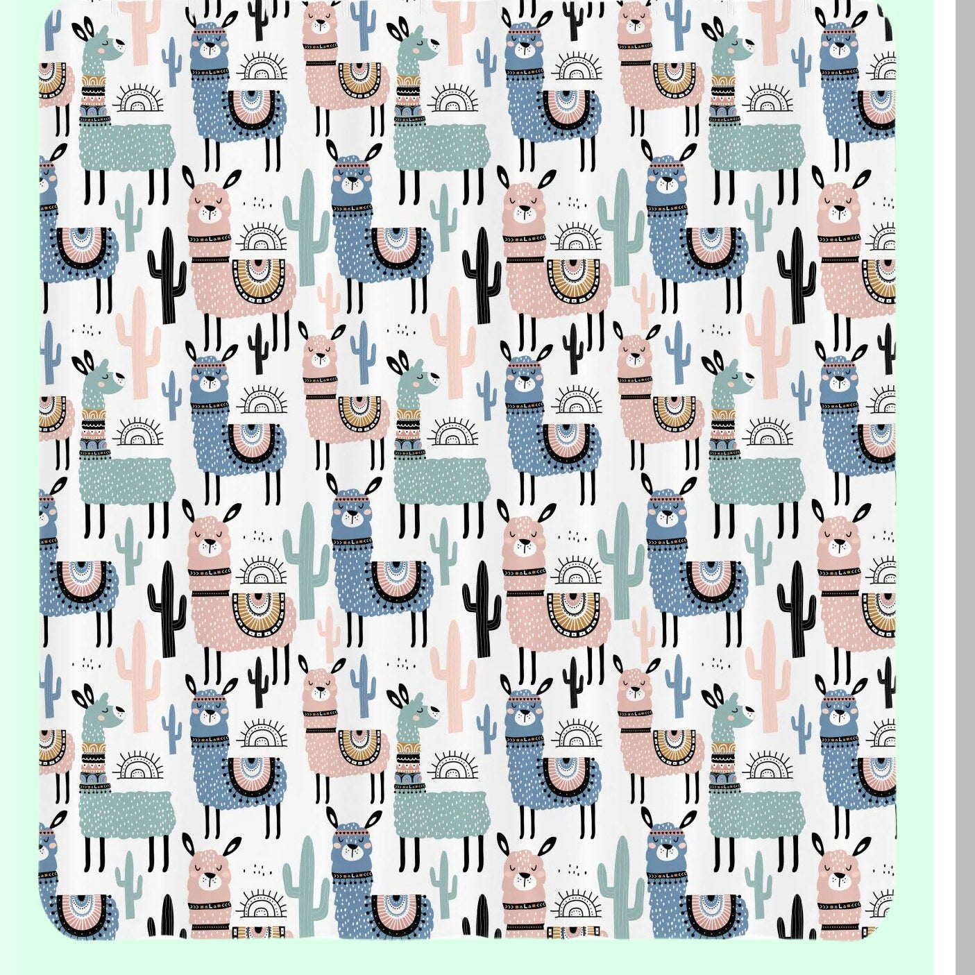 Llama Cartoon Shower Curtain 69x70 inches
