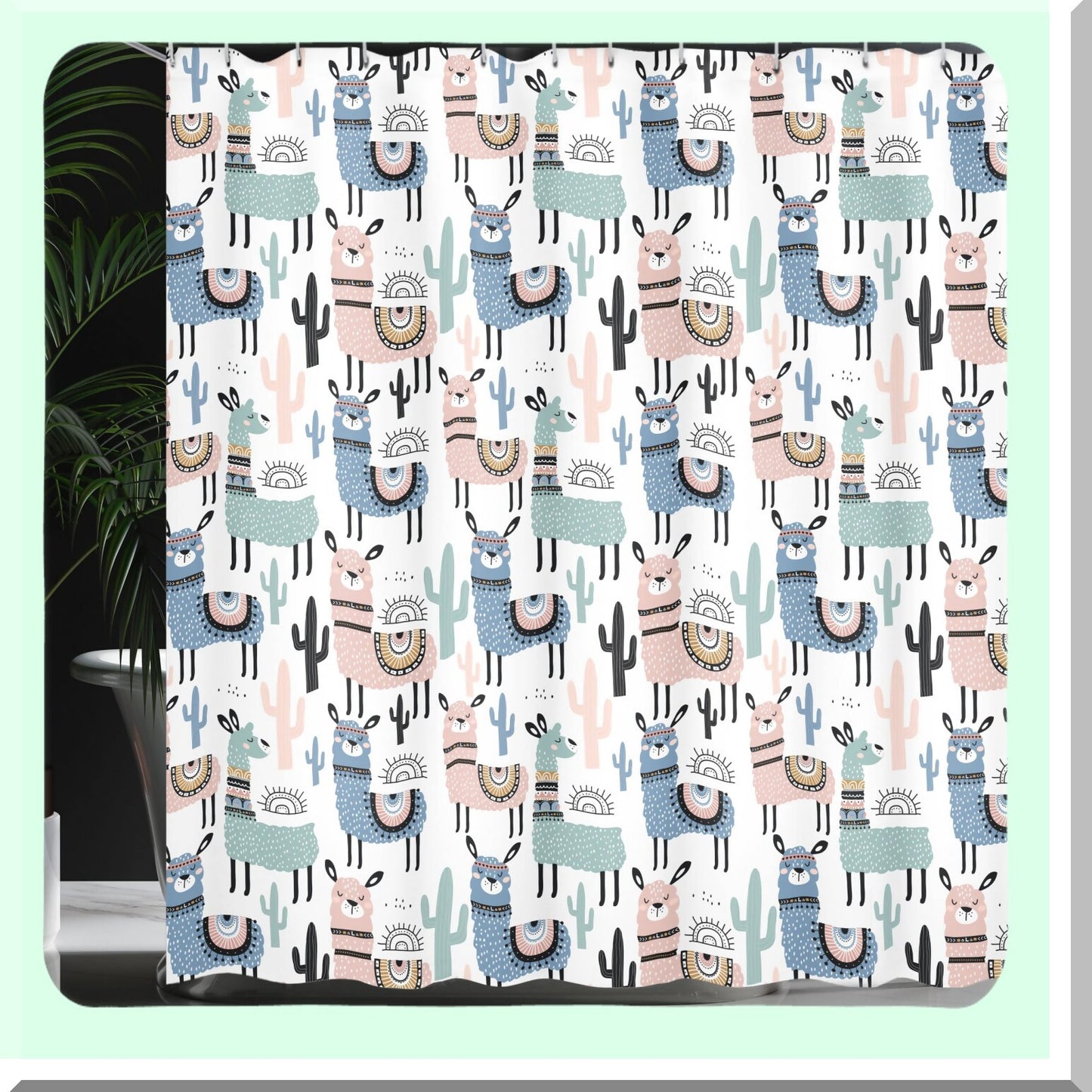 Llama Cartoon Shower Curtain 69x70 inches