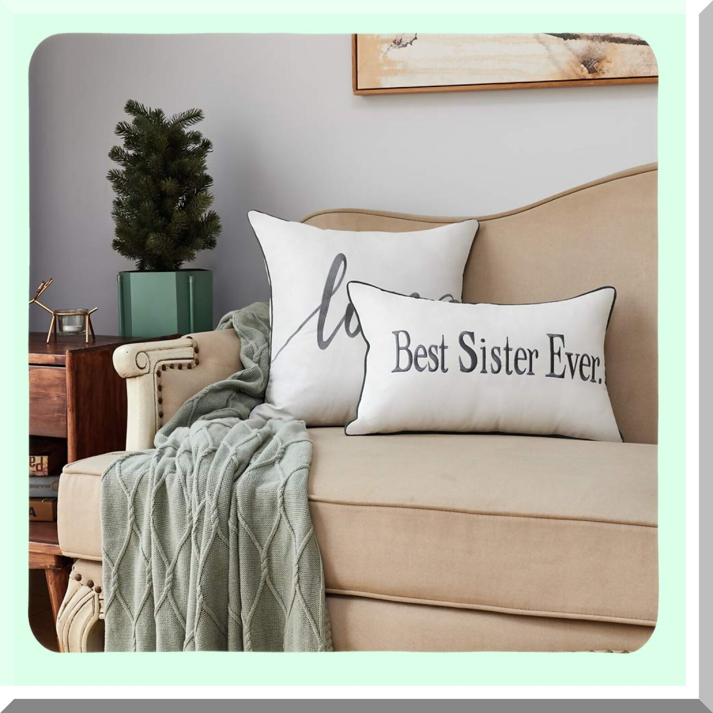 Sisterly Love Gift Set - Birthday Surprise for Sister, Sister in Law, Best Sister Ever Pillow Cover - Perfect Present for Valentine's Day or Any Special Occasion