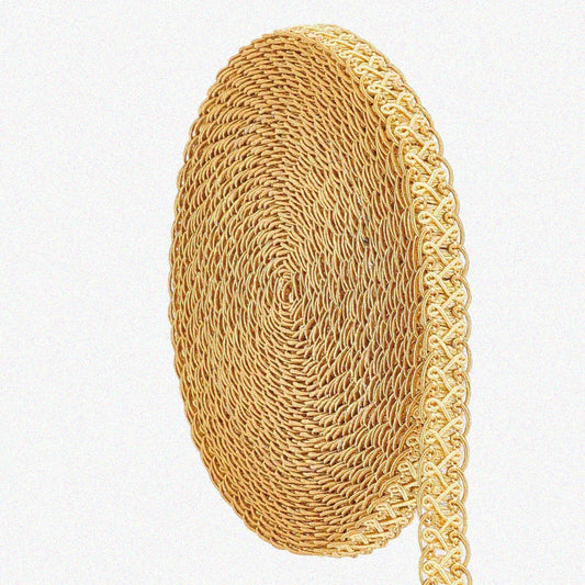 Golden Gimp Braid Trim 12m 15mm Decorative Woven Lace
