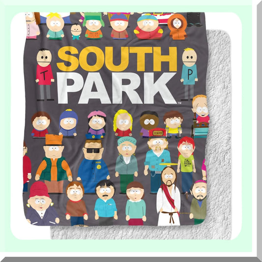 South Park Silky Sherpa Throw - Full Cast Design, Super Soft 50"x60" Blanket"