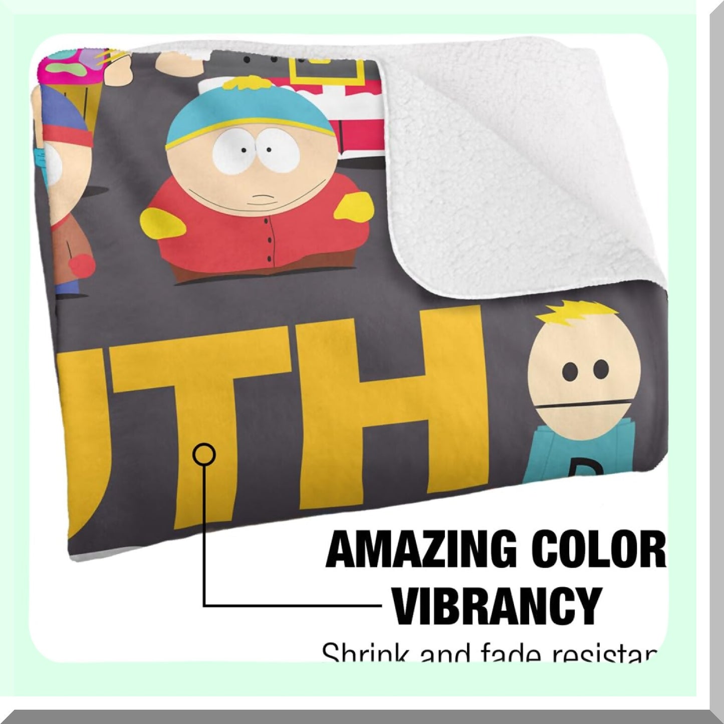 South Park Silky Sherpa Throw - Full Cast Design, Super Soft 50"x60" Blanket"