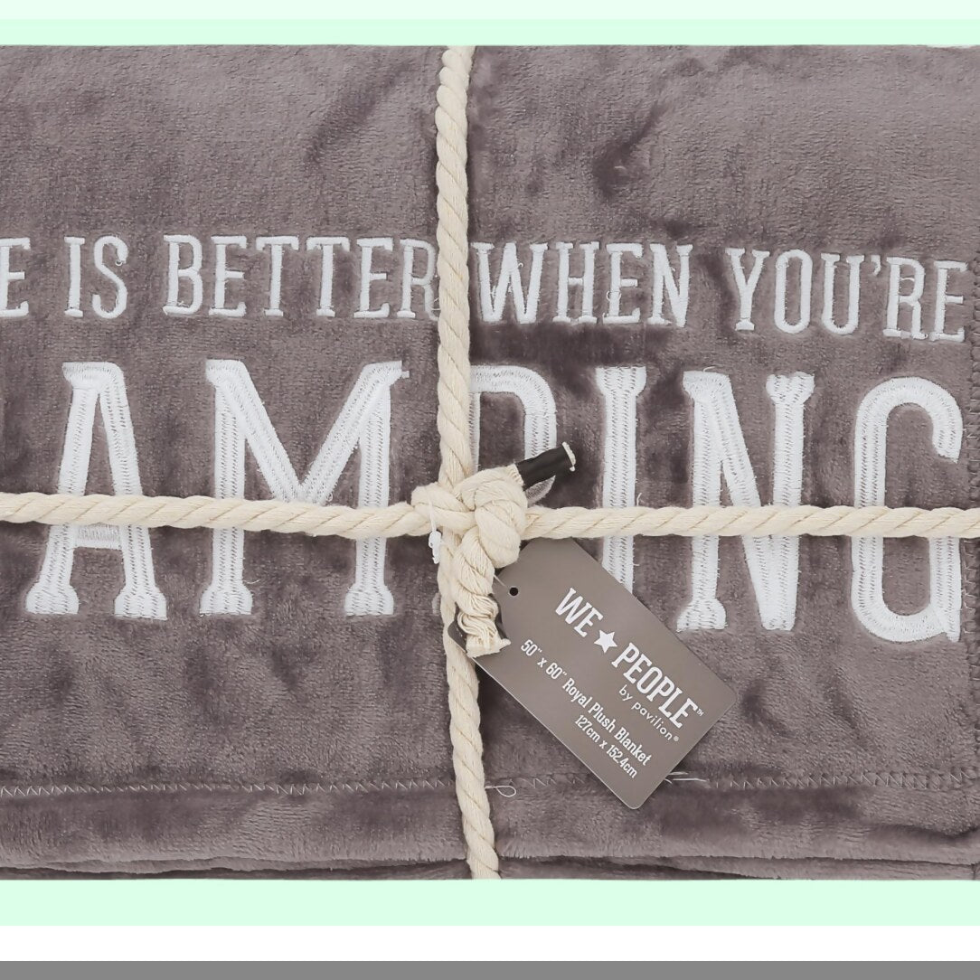 Ultimate Camping Comfort: Super Soft Striped Throw Blanket - 50x60 Inch, Grey