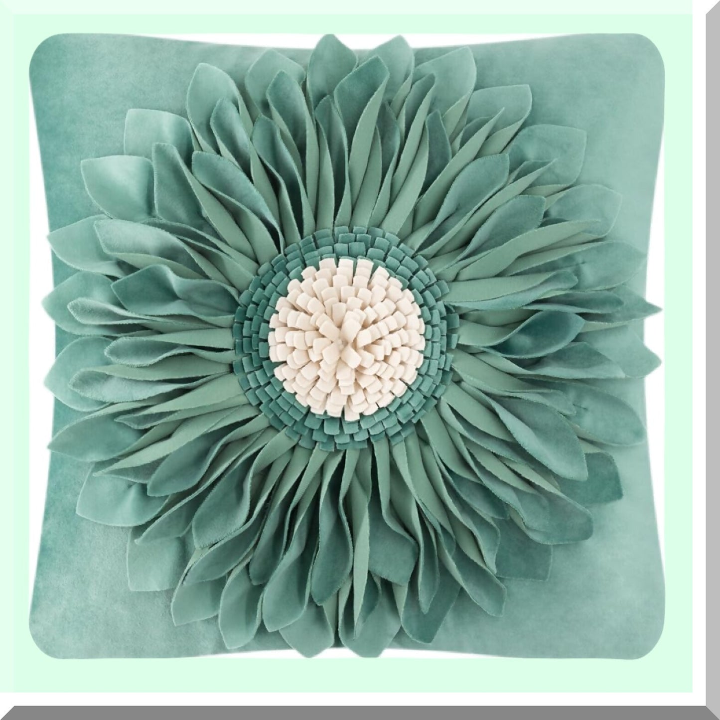 Sunflower 3D Decorative Pillow Cover - Farmhouse Living Room Decoration - Couch Pillowcases - Green - 18x18 Inch - Home Decor Accent