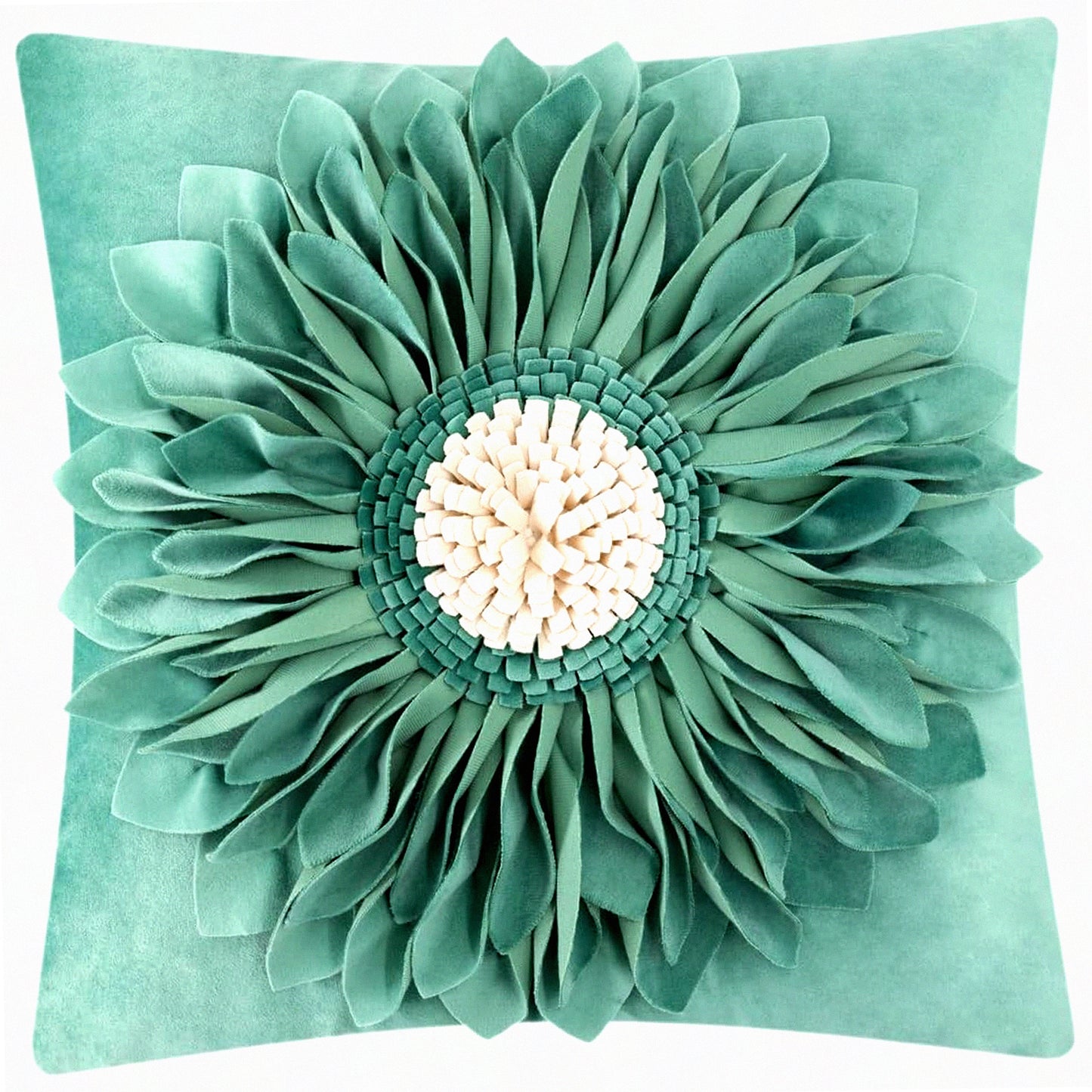 Sunflower 3D Decorative Pillow Cover - Farmhouse Living Room Decoration - Couch Pillowcases - Green - 18x18 Inch - Home Decor Accent