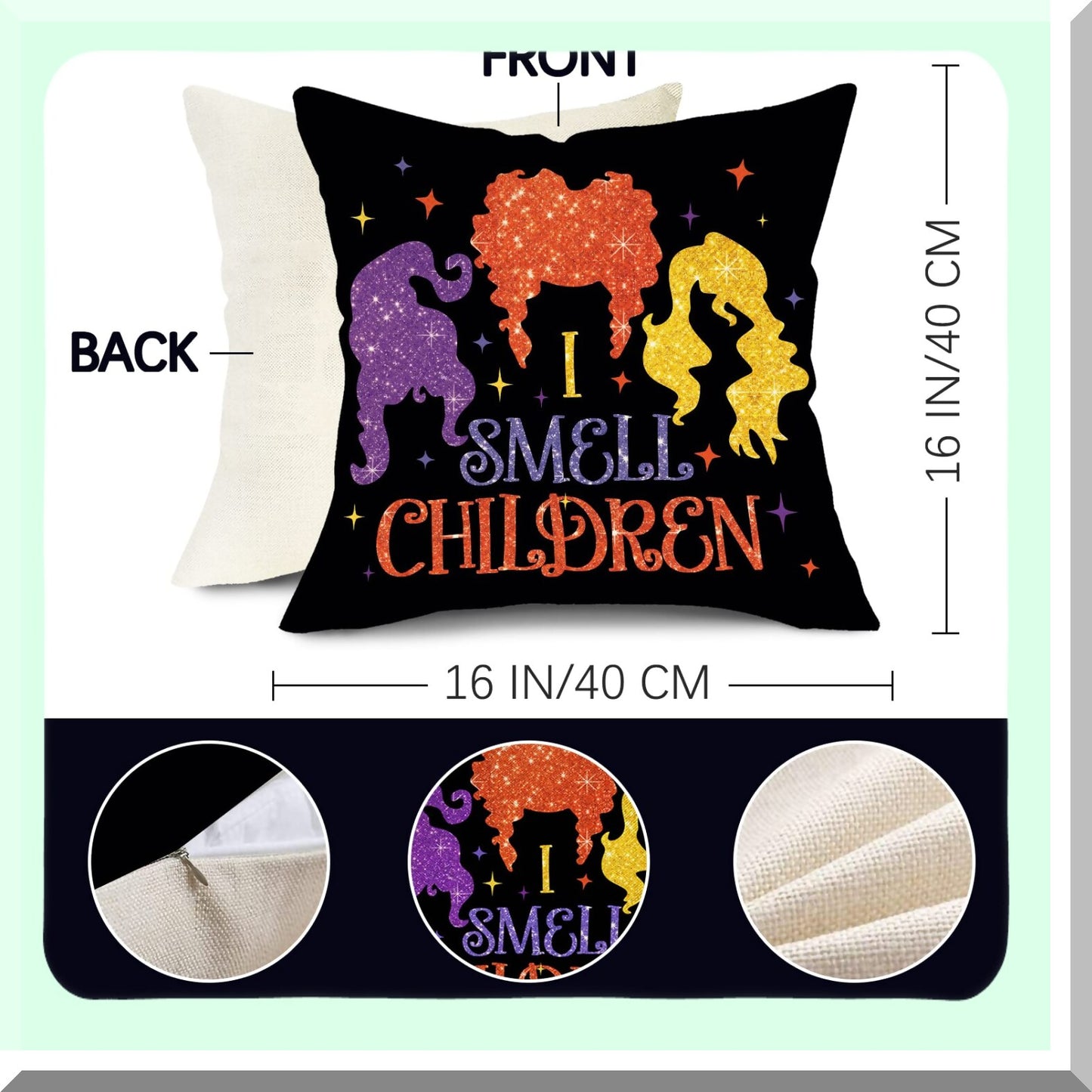 Fall Magic Polka Dot Pillow Covers - Set of 4, Halloween Outdoor Decor, Black Purple Holiday Cushion Cases - 16 x 16 Sofa Couch Home Decor