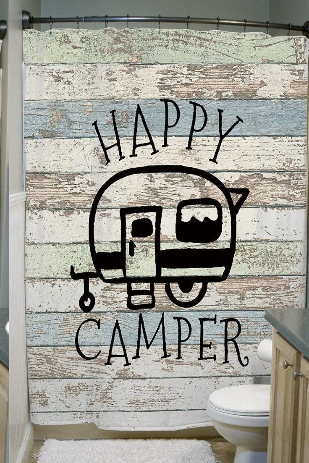 Retro Rustic Wood Shower Curtain 60x72 Waterproof Fabric