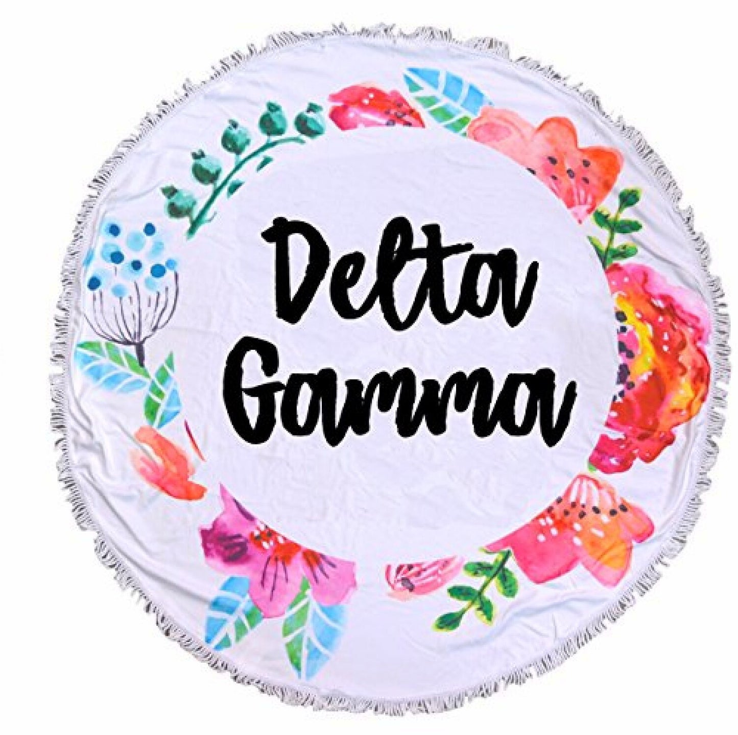 Round Beach Towel with Fringes 60" Microfiber