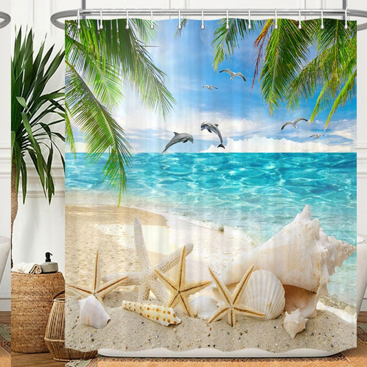Beach Scene Shower Curtain 70x70 Inch