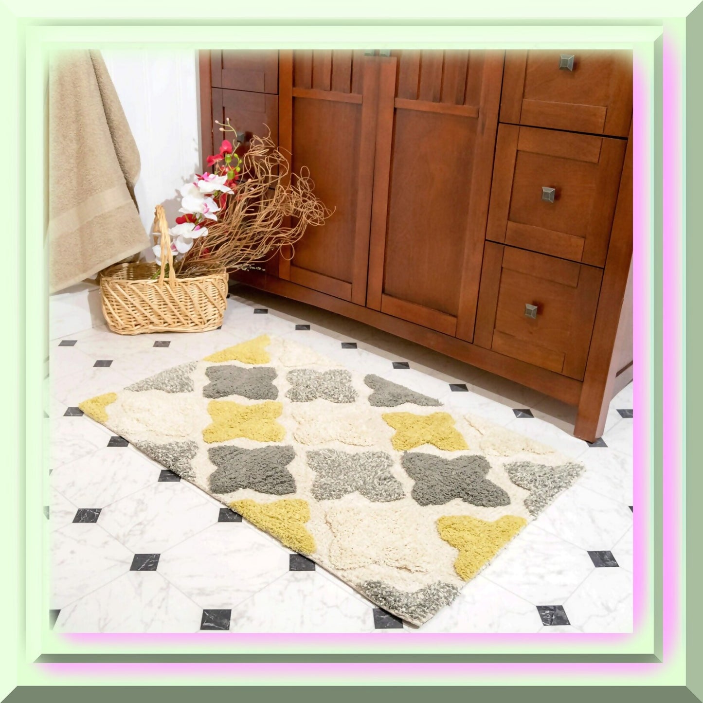 2-Piece Cotton Bath Rug Set 21"x34" & 17"x24"