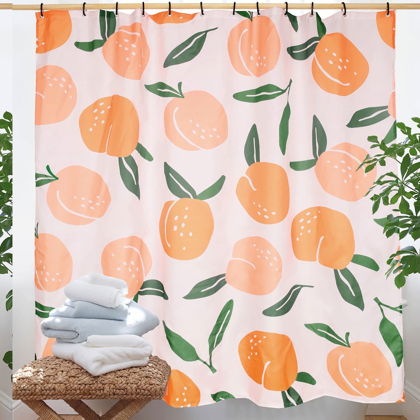 Watercolor Citrus Orange Floral Shower Curtain 72x72 inches