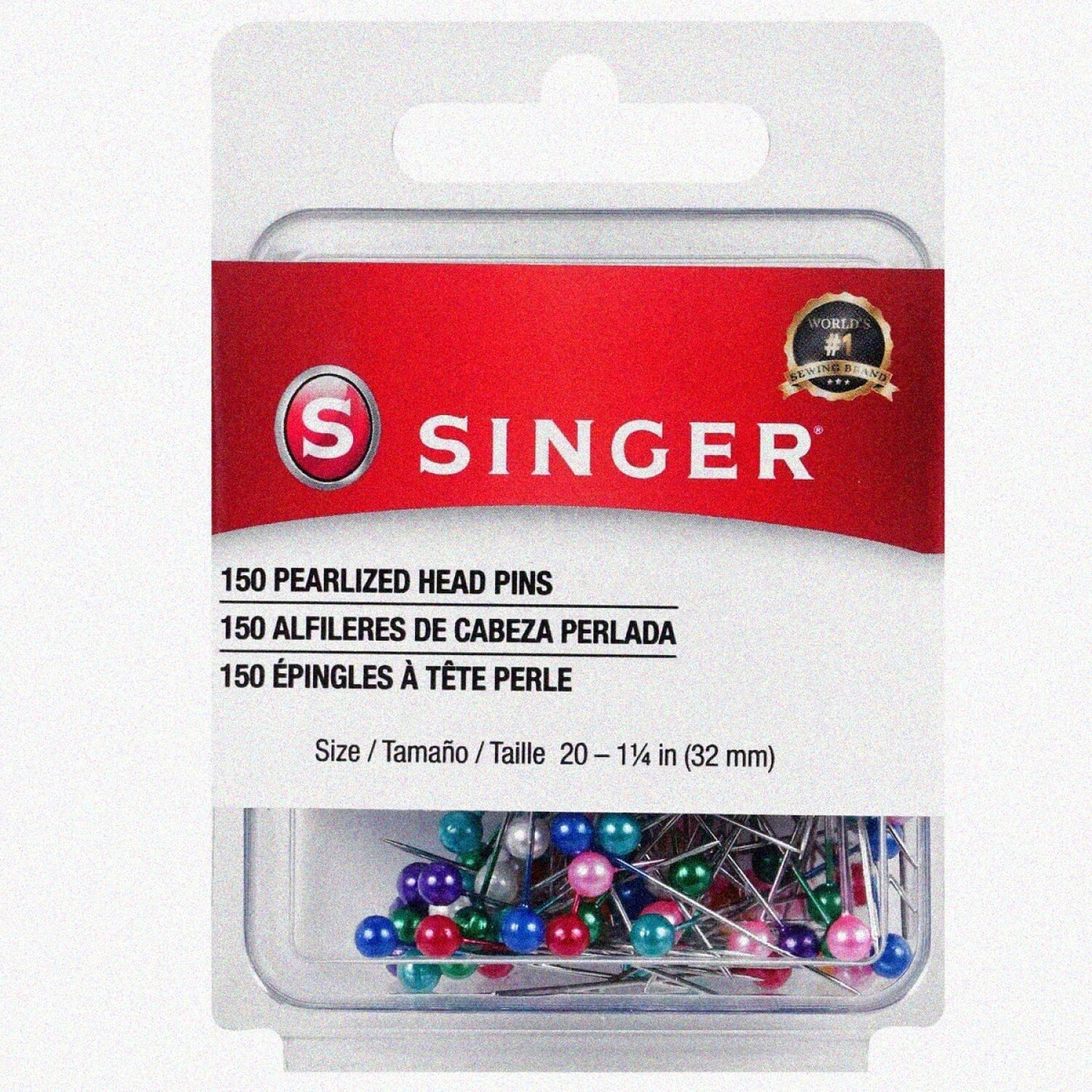 Pearlized Head Straight Pins 150-Count Multicolor